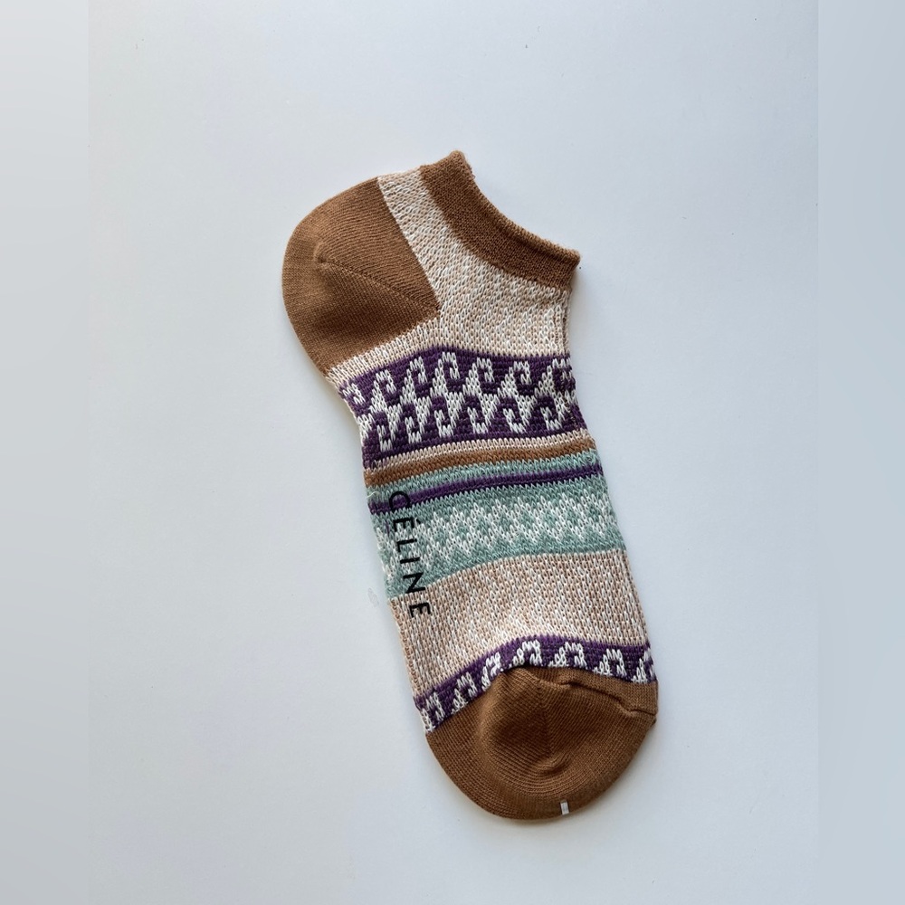 Celine Brown and Purple Patterned Ankle Sock